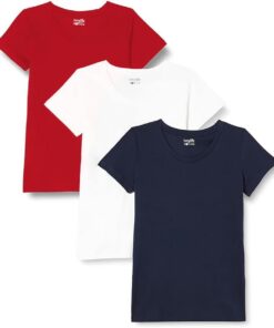 berydale Camisetas Mujer, 100% Algodón, Cuello Redondo (Paquete de 3 y Paquete de 5)