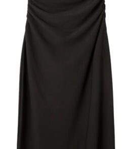 SPRINGFIELD Midi Asymmetric Neckline Sleeveless Black Dress Vestido Sin Mangas Mujer