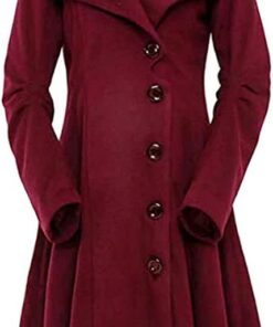 Tomwell Mujer Elegante Manga Larga Color Sólido Chaquetas Otoño Invierno Abrigo Señora Caliente Ropa de Abrigo de Solapa Jacket Parkas