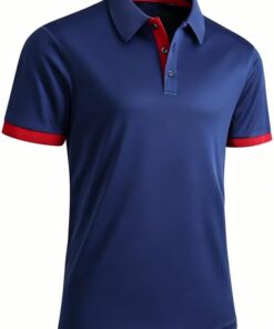 Camiseta polo para hombre, manga corta, estilo casual, para verano, diseño de color de contraste, 100% poliéster, secado rápido y ajuste cómodo