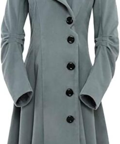 Tomwell Mujer Elegante Manga Larga Color Sólido Chaquetas Otoño Invierno Abrigo Señora Caliente Ropa de Abrigo de Solapa Jacket Parkas
