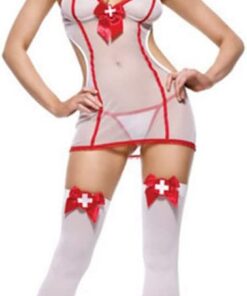 Conjunto de lencería sexy para mujer, traje de enfermera traviesa, vestido de malla, disfraz de enfermera, médico, cosplay, uniforme de enfermera, ropa de dormir para San Valentín, Halloween,