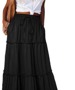 Earkoha - Falda larga maxi informal, con cintura alta, estampado de cachemir y bolsillos