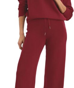 Glamaker Conjunto de sudadera de 2 piezas para mujer, sudadera de gran tamaño, media cremallera, pierna ancha, conjunto de chándal