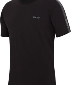 DKNY Penguins Camiseta Hombre Manga Corta 100% Algodón Negra | Camisetas Hombre Ropa Deportiva y Loungewear con Cuello Redondo y Banda Lateral | Camiseta de Algodón Hombre Negra | Idea Regalo Hombre