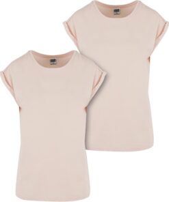 Urban Classics Ladies Extended Shoulder 2 Pack Mujer Camiseta Negro Ancho