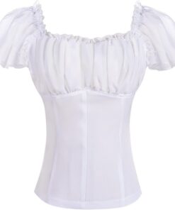 Camisas de cuello cuadrado para mujer, elegante, manga abombada, ombliguera vintage con volantes, ajuste delgado, blusa medieval renacentista, blusa para disfraz de Halloween, camiseta para