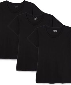 berydale Camisetas Mujer, 100% Algodón, Cuello Redondo (Paquete de 3 y Paquete de 5)