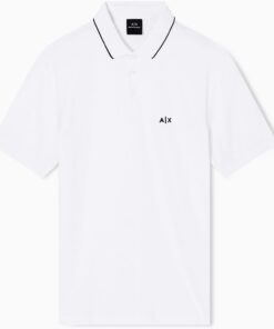 Armani Exchange Essential, Short Sleeve Stiped Collar Side Monogram Logo Polo Hombre