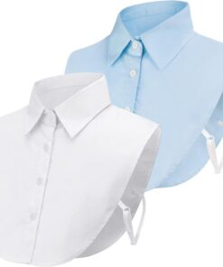 2 Piezas Collar Falso de Dama Blusa Media Camisa Cuello Falso Desmontable Camisa OL Joker Collar Decorativo Collar Dickey Corbata con Puño Falsa Punta de Solapa para Mujer