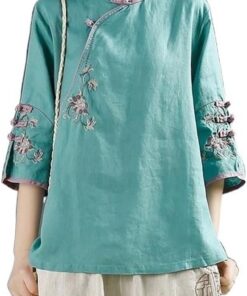Top De Lino Y Algodón Retro De Estilo Chino Para Mujer Camisa Holgada De Talla Grande Blusa Hanfu Tradicional Con Bordado Exquisito