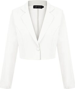 Blazer corto para mujer, con un botón, solapa con muescas, casual, elegante, clásico, manga larga, traje de trabajo con solapa