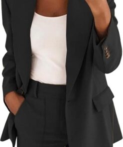 Chaquetas de Traje y Blazers Blazers de Mujer Color Sólido Solapa Ropa Trabajo Manga Larga Mujer Casual Blazer Coat Office Lady Elegante Chaqueta Informal OL Oficina Negocio