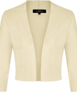 Cárdigan corto para mujer, elegante, estilo bolero, corto, vintage, casual, manga 3/4, tejido