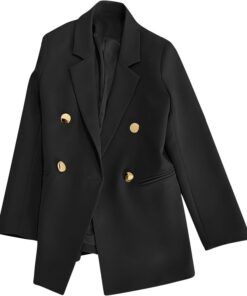 Blazers de manga larga para mujer, chaquetas de traje de doble botonadura a la moda del Reino Unido, chaquetas pequeñas para mujer, cuello de solapa, chaqueta de trabajo, elegante, de negocios, casual