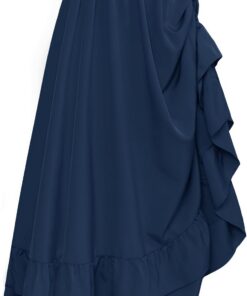 SCARLET DARKNESS Falda larga Steampunk para mujer, cintura alta, elástica, escalonada, ajustable, de doble capa, con volantes | Capas, talle alto, traje medieval, para Ren Faire, Halloween