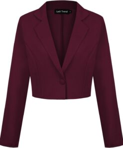 Blazer corto para mujer, con un botón, solapa con muescas, casual, elegante, clásico, manga larga, traje de trabajo con solapa