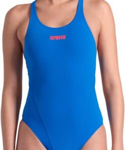 arena Solid Swim Tech Team Bañador de Una Pieza para Mujer, Secado Rápido, Bañador Deportivo en Tejido MaxLife Eco, Resistencia al Cloro y Protección UPF 50+ UV