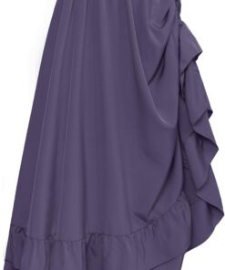SCARLET DARKNESS Falda larga Steampunk para mujer, cintura alta, elástica, escalonada, ajustable, de doble capa, con volantes | Capas, talle alto, traje medieval, para Ren Faire, Halloween