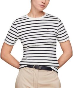 Tommy Hilfiger Camiseta de Manga Corta Mujer New Slim Cody Cuello Redondo