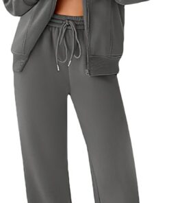 rismart Mujer Conjunto Chándal Sudadera con Cremallera Completa y Pantalones de Jogging con Bolsillos