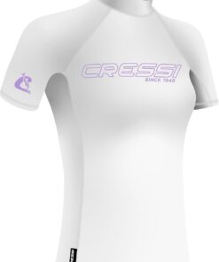CRESSI Sentinel Lady Camiseta de Manga Corta Protección Solar UPF 50+, Sechado Rápido, Natación Surf Buceo Pesca Playa Piscina y Deportes Acuáticos Mujer (Pack de 1)