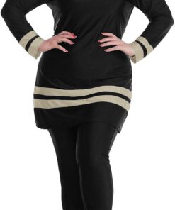 Traje de baño Conservador Burkini Tradicional islámico para Mujeres Musulmanas, Traje de baño de Tres Piezas con Mangas largas y Pantalones Largos y Gorro de baño Casual