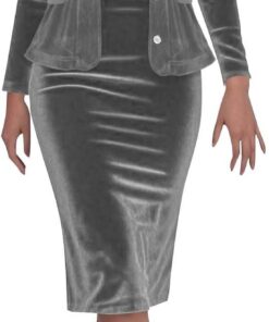 Traje de falda de terciopelo dorado para mujer, chaqueta de manga larga con cuello de solapa y falda de lápiz, chaquetas de traje casual ajustado y falda con abertura en la espalda, trajes de negocios