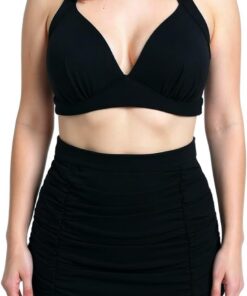 Bslingerie® Traje de baño de bikini de cintura alta retro vintage para mujer, talla grande