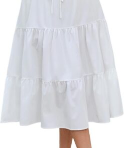 Falda midi de cintura alta elástica para mujer, casual, de verano, a la moda, con lazo frontal, con volantes, estampado floral, falda acampanada DJ626