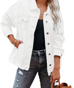 Tomwell Chaqueta de Mezclilla Mujer Vintage Mangas Largas Otoño Invierno Cazadora Larga de Denim con Botones y Bolsillo Casual Chaqueta Vaquera Outwear
