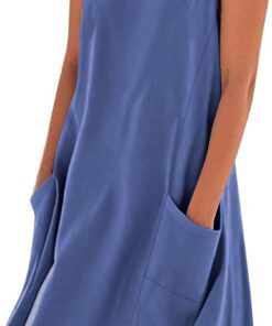 Vestidos cortos de verano de lino y algodón sin mangas para mujer, con bolsillos y tirantes, talla grande, tendencia