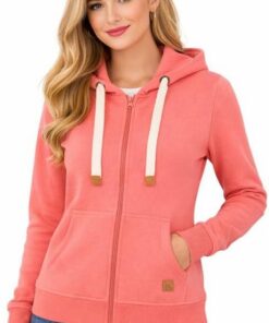 Blu Apparel Sudadera con capucha con cremallera para mujer, extra cálida, con cremallera, lisa, para invierno, forro polar, con cremallera, sudadera deportiva para mujer