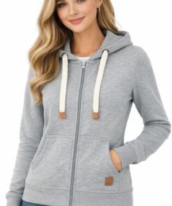 Blu Apparel Sudadera con capucha con cremallera para mujer, extra cálida, con cremallera, lisa, para invierno, forro polar, con cremallera, sudadera deportiva para mujer