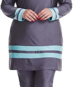 Traje de baño Conservador Burkini Tradicional islámico para Mujeres Musulmanas, Traje de baño de Tres Piezas con Mangas largas y Pantalones Largos y Gorro de baño Casual