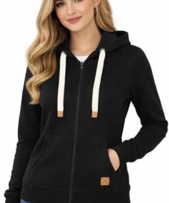 Blu Apparel Sudadera con capucha con cremallera para mujer, extra cálida, con cremallera, lisa, para invierno, forro polar, con cremallera, sudadera deportiva para mujer