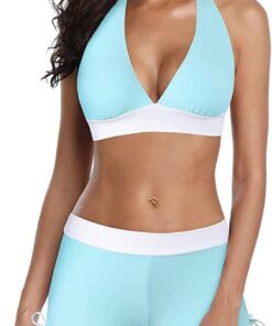 Conjuntos De Bikini para Mujer Bikini Push-up Acolchado Cintura Alta Torcida Pantalones Cortos De Baño De Barriga Bikini De 2 Piezas Traje De Baño De Playa Bañador Mujer Conjuntos De Bikini Rayas