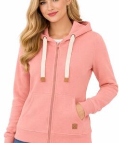 Blu Apparel Sudadera con capucha con cremallera para mujer, extra cálida, con cremallera, lisa, para invierno, forro polar, con cremallera, sudadera deportiva para mujer