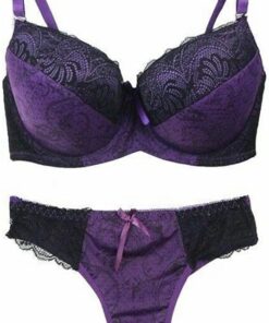 Sujetador con Aros con Relleno Conjunto de Lencería Sexy y Bragas para Mujer