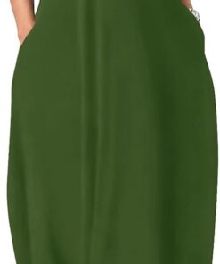 Vestido largo de verano con tirantes delgados y bolsillos para mujer