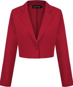 Blazer corto para mujer, con un botón, solapa con muescas, casual, elegante, clásico, manga larga, traje de trabajo con solapa