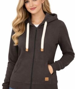 Blu Apparel Sudadera con capucha con cremallera para mujer, extra cálida, con cremallera, lisa, para invierno, forro polar, con cremallera, sudadera deportiva para mujer