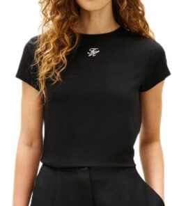 Tommy Hilfiger TH Script Slim SS tee Ww0ww48710 Camiseta S/S Mujer (Pack de 1)