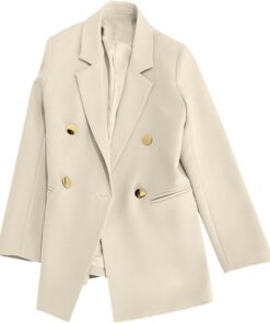 Blazers de manga larga para mujer, chaquetas de traje de doble botonadura a la moda del Reino Unido, chaquetas pequeñas para mujer, cuello de solapa, chaqueta de trabajo, elegante, de negocios, casual