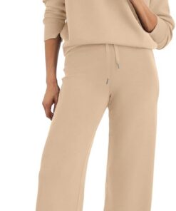 Glamaker Conjunto de sudadera de 2 piezas para mujer, sudadera de gran tamaño, media cremallera, pierna ancha, conjunto de chándal