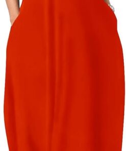 Vestido largo de verano con tirantes delgados y bolsillos para mujer