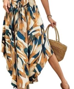 Faldas largas bohemias para mujer, falda larga de verano, a la moda, fluida, floral, cintura alta, acampanada, falda de playa, vestido de vacaciones