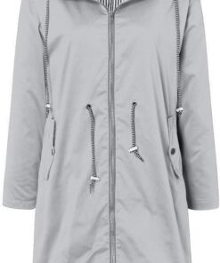 Impermeable a prueba de viento Big Plus chaqueta mujer abrigo con capucha al aire libre abrigo de mujer