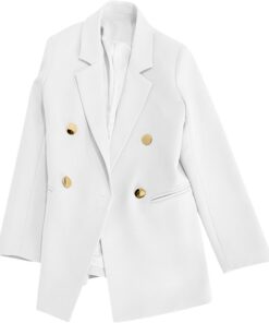 Blazers de manga larga para mujer, chaquetas de traje de doble botonadura a la moda del Reino Unido, chaquetas pequeñas para mujer, cuello de solapa, chaqueta de trabajo, elegante, de negocios, casual