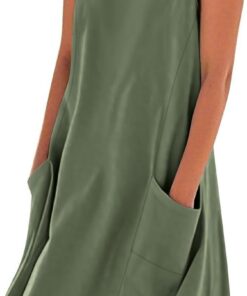 Vestidos cortos de verano de lino y algodón sin mangas para mujer, con bolsillos y tirantes, talla grande, tendencia